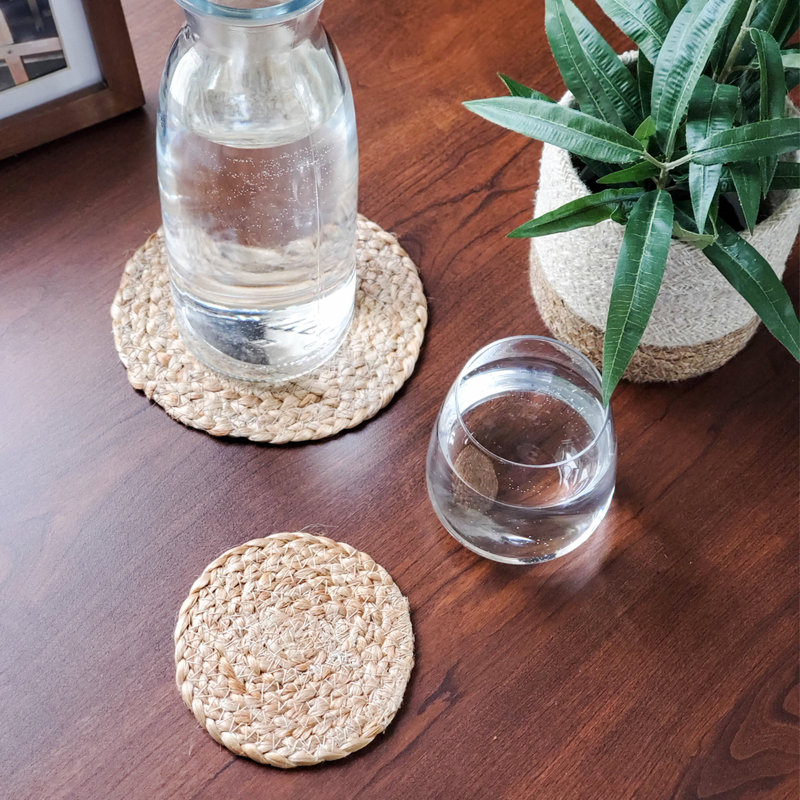 KATA Jute Round 4 Piece Coaster Set