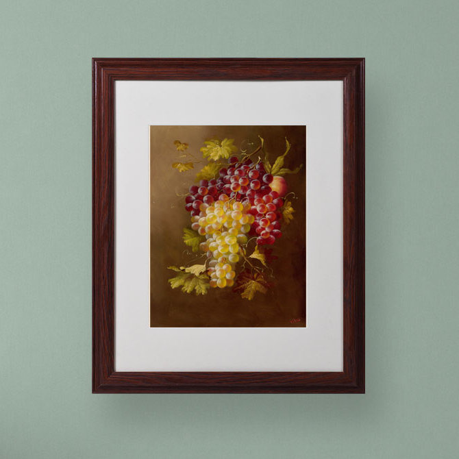 «Still Life with Grapes», reproduction sur toile encadrée, H 14 po x l 11 po x P 0,5 po, Brun