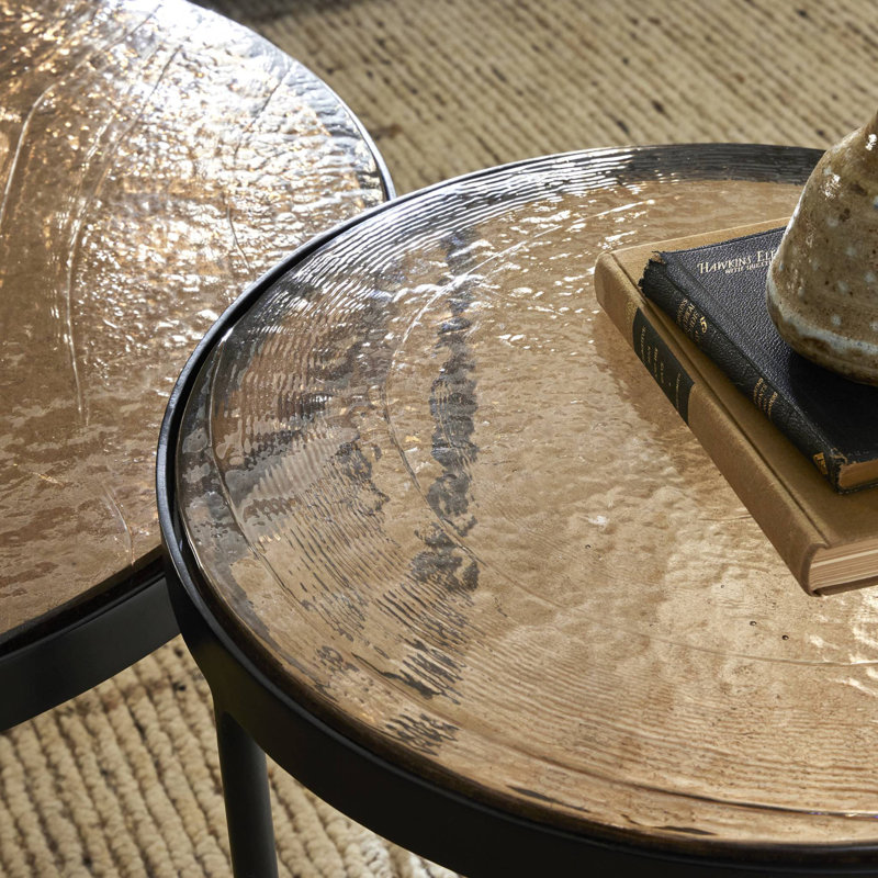 Yoko Nesting Coffee Table, Smoked Brown Cast Glass