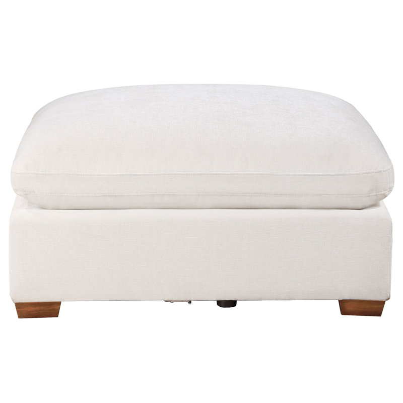 Repose-pieds rectangulaire rembourré ivoire Trayce, Blanc