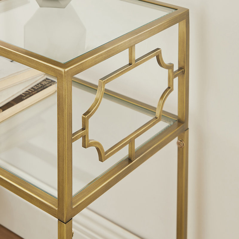 Rectangular Metal And Glass Accent Table