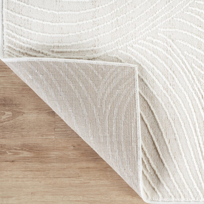 Abani Rugs Verona VER110A Modern Ivory Tone-on-Tone Wave Texture Minimalist Area Rug, Rectangle 8'11" x 12'