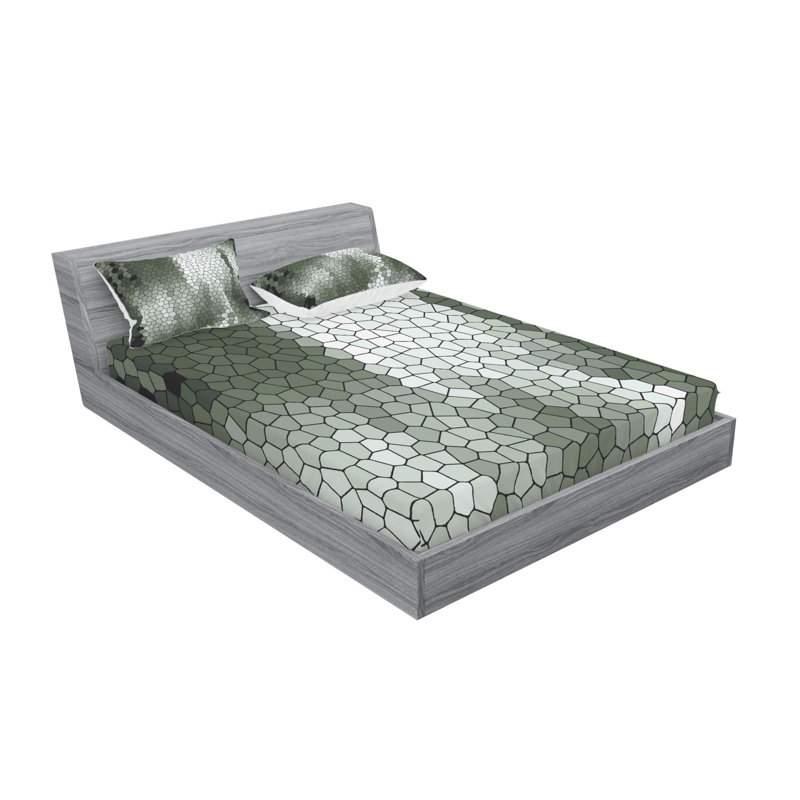 Ensemble de draps à motif géométrique, Ensemble de draps pour lit double avec un drap-hou