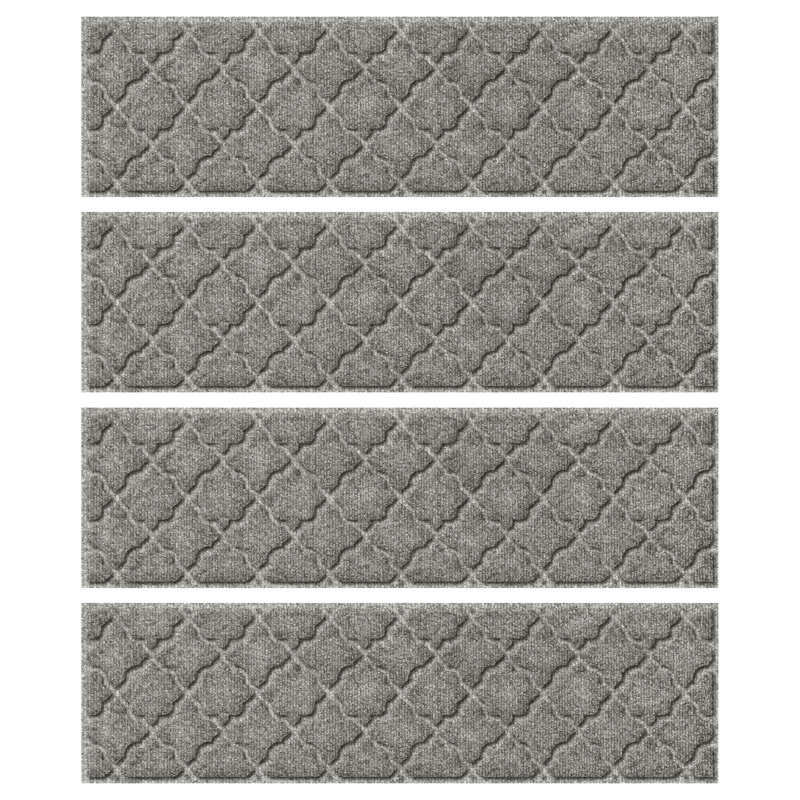 Ensemble de 4 marches d'escalier intérieur / extérieur 8,5 po x 30 po WaterHog Cordova, Gris moyen