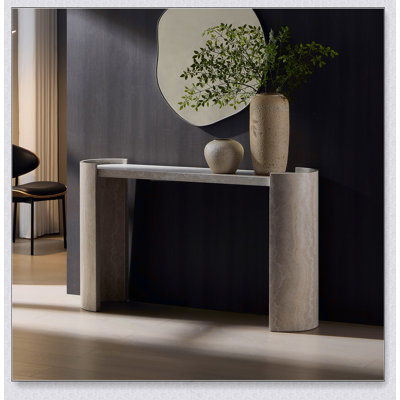 Table d'entrée 53,25 pouces à motif de faux marbre MARS pour le salon, console étroite avec panneau de canapé en panneau de fibres à densité moyenne de conception moderne pour le couloir et l'entrée