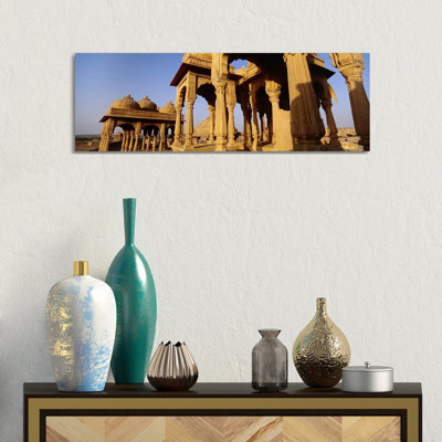 Low Angle View Of Monuments At A Place Of Burial, Jaisalmer, Rajasthan, India by Panoramic Images - Wrapped Canvas Panoramic Print