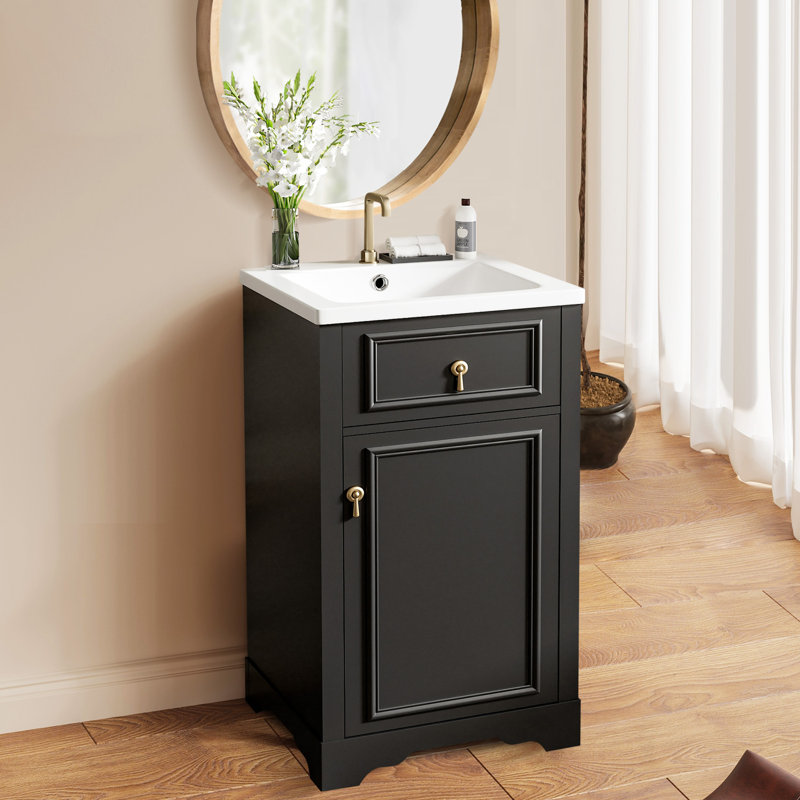 Meuble-lavabo moderne 20 "avec lavabo en céramique, Noir, noir, noir, noir