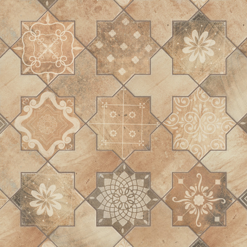 Tech Land Star & Cross Fire 6" x 12" Porcelain Singular Wall Floor Use Tile
