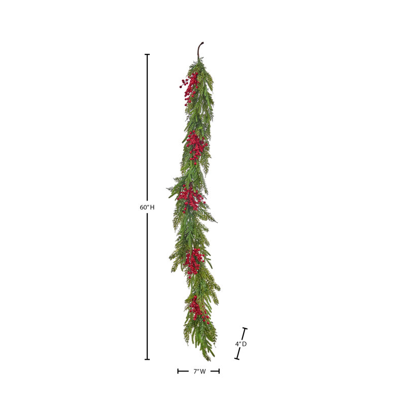 60" Natural Touch With Berry Garland