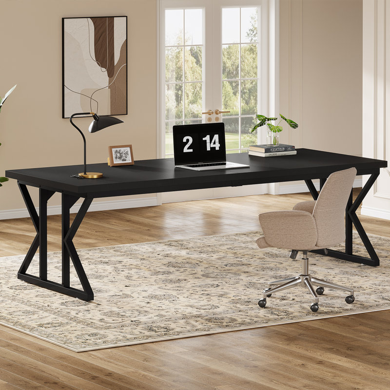 Metal Base Computer Desk, White, 29.92" H x 78.74" W x 27.56" D