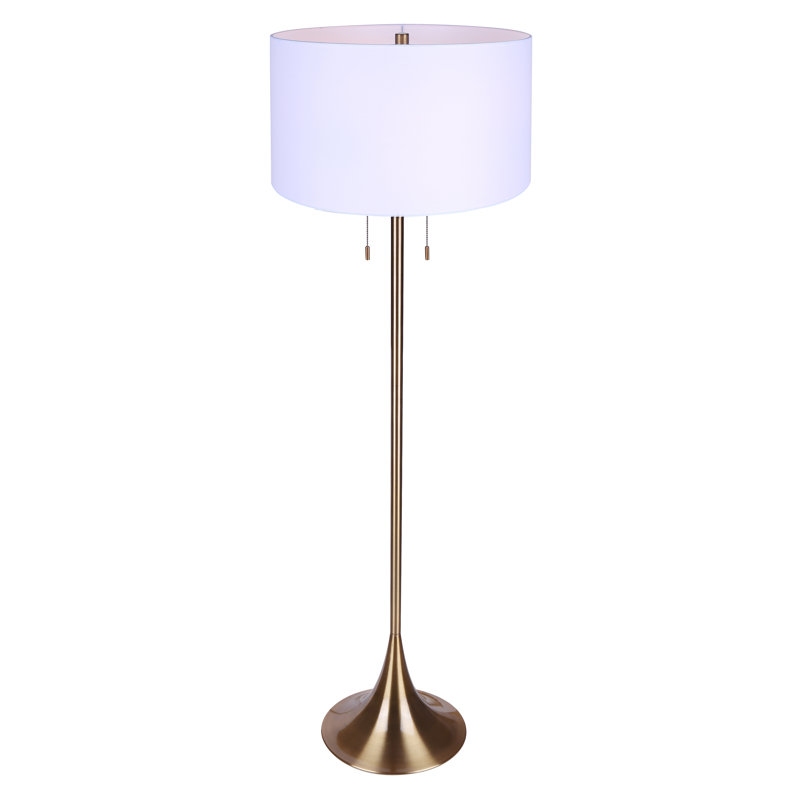 Altesa 2 Light Floor Lamp With White Shade, Polished
