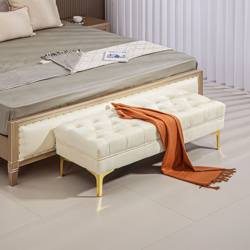 Banc de lit capitonné en velours