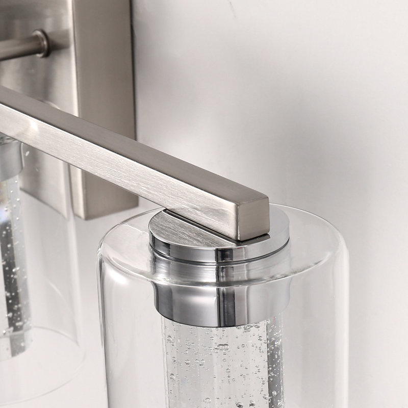 Ayushma Dimmable Crystal LED Bathroom Vanity Light with Glass Shade, Brushed Nickel, 4