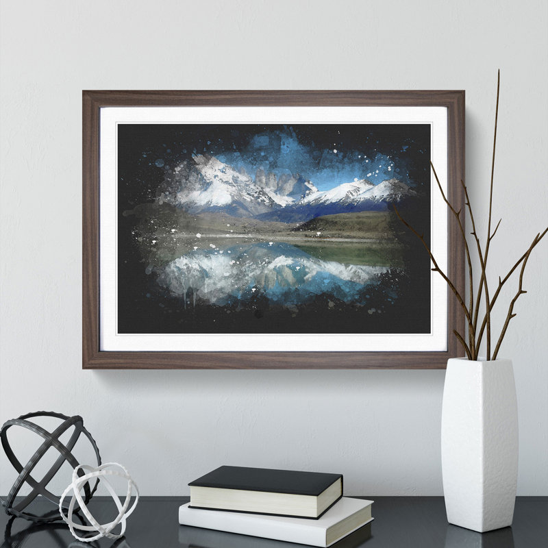 Lake and Mountain in Argentina - Picture Frame Graphic Art, Walnut Framed, 36cm H x 48cm W x 2cm D