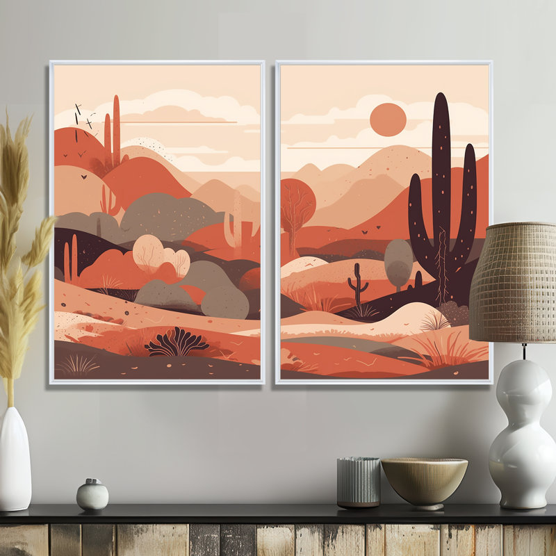 «Sublime Desert Simplicity - Large Minimalisme», art mural 2 panneaux, Impression encadrée flottante, 36" H x 48" W, White