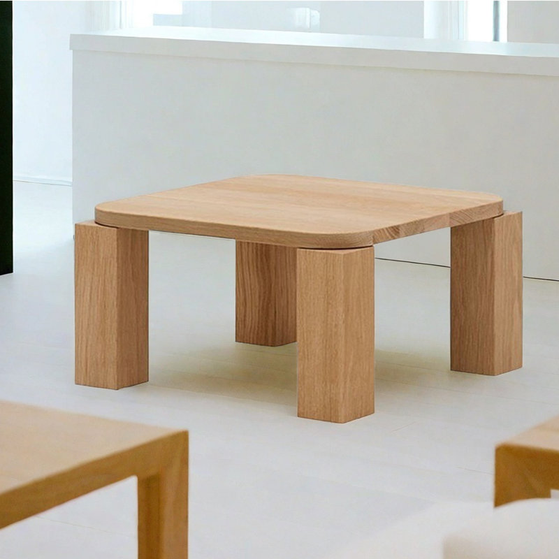 Table basse carrée en bois massif, H 14,17 po x L 31,49 po x l 31,49 po
