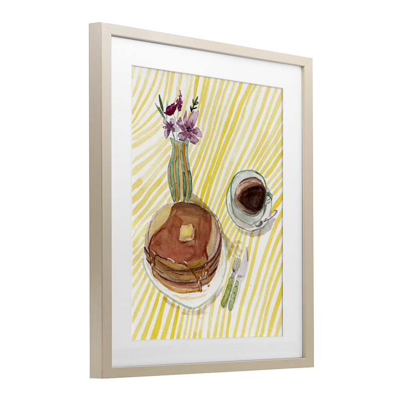 Table de déjeuner Pancake, reproduction encadrée sous verre, H 16 po x l 13 po, Cadre de récolte en pin