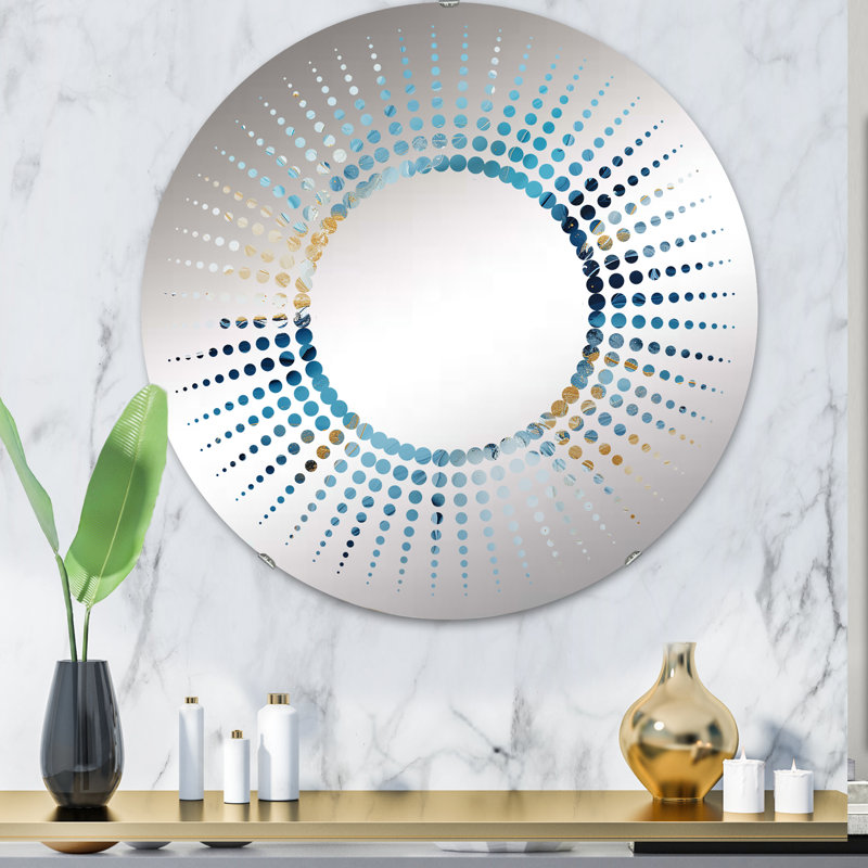 Starburst Decorative Mirror-MIR113292-Round, 31.4" H x 31.4" W, Blue And White Glacier Charm II