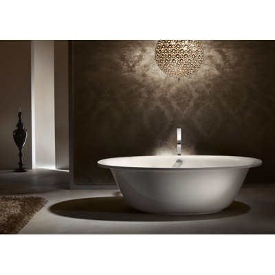 Ellipso Duo 74.8031'' x 39.37'' Soaking Porcelain Enameled Steel Bathtub