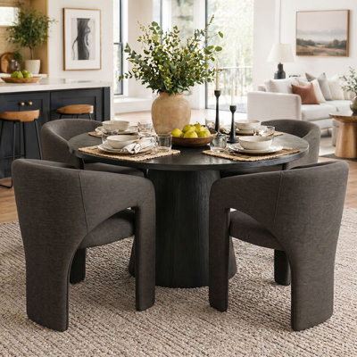 Ensemble de table de salle à manger 5 pièces pour 5 personnes avec chaises rembourrées