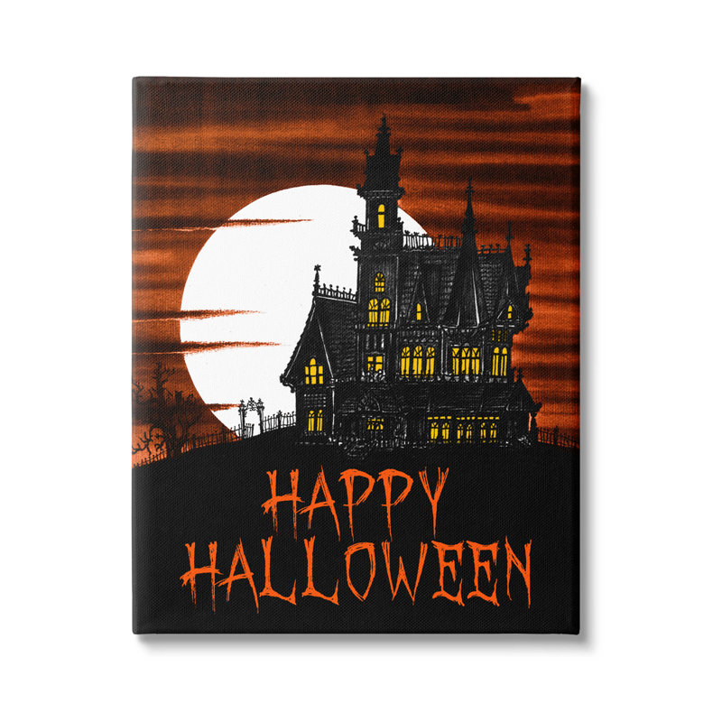 «Happy Halloween Haunted House», art mural sur toile par The Evening, H 48 po x l 36 po x P 1,5 po