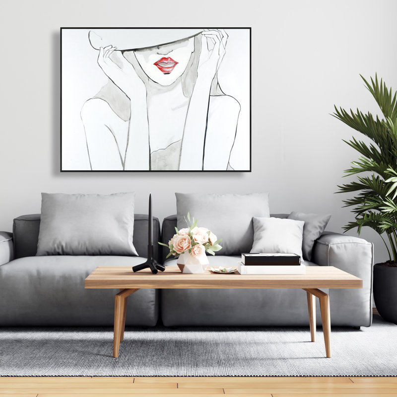 «Woman with Big Hat» - Toile encadrée, décoration intérieure