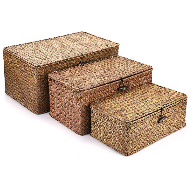 Bayou Breeze Seagrass Decorative Bin, Coffee