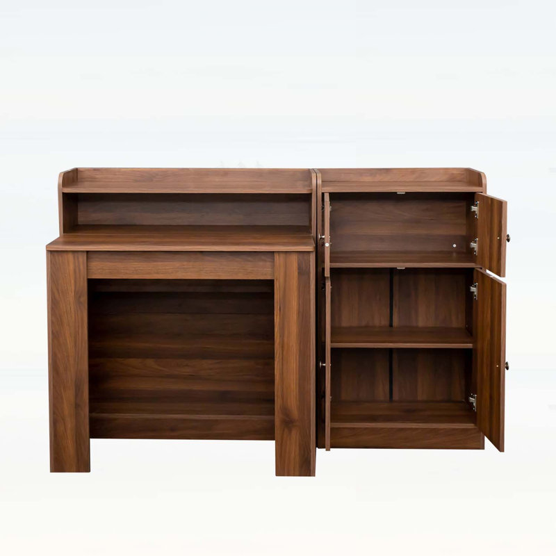 Multifunctional Extendable Console Table, 30.71" H  x 118.11" W x 35.43" D, Walnut