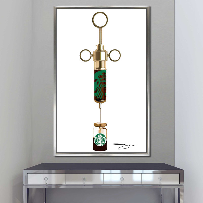 Tir de caféine (verticale) par Jodi - impression, Cadre flottant argent, H 63,5 po x l 39,5 po x P 2 po