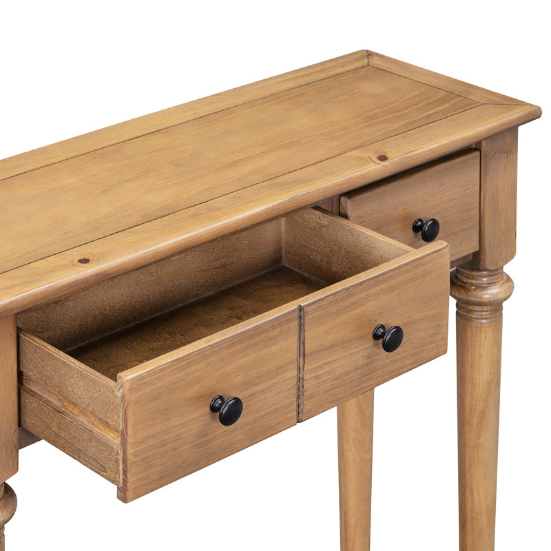 Console Old Pine - 4 tiroirs et tablette ouverte pour un espace de vie fonctionnel, Bois de pin vieilli