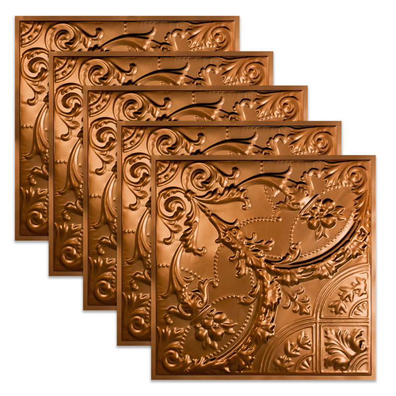 Dalle de plafond 2 pi x 2 pi en étain Great Lakes Saginaw (paquet de 5), Cuivre