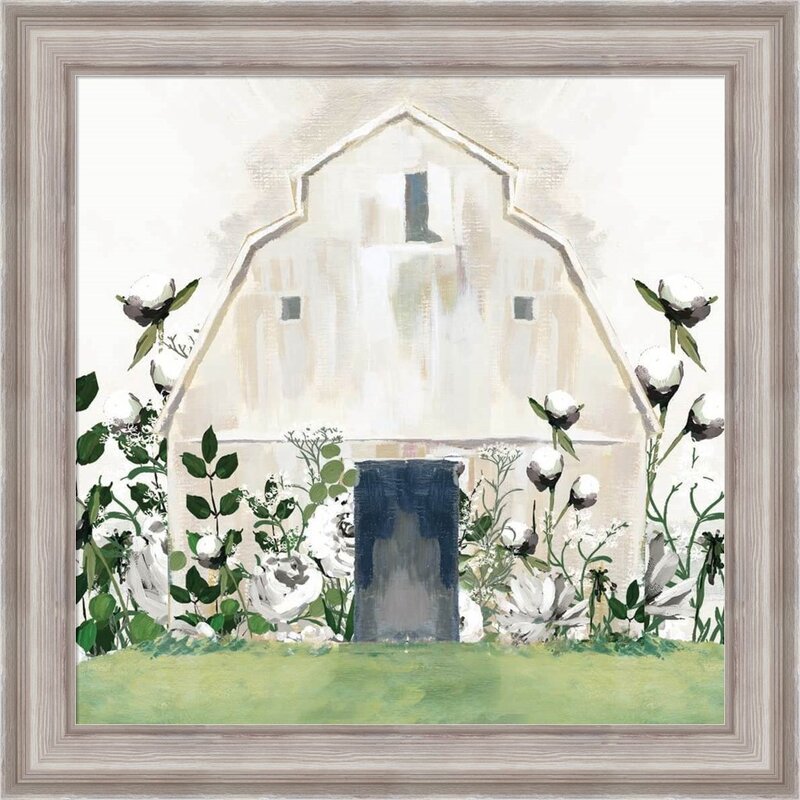 White Floral Barn Framed On Paper by White Ladder Print