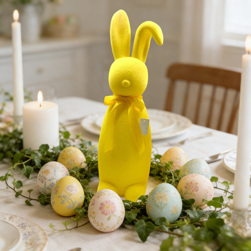 Figurines de lapin de Pâques pour la décoration de jardin et de maison., Yellow