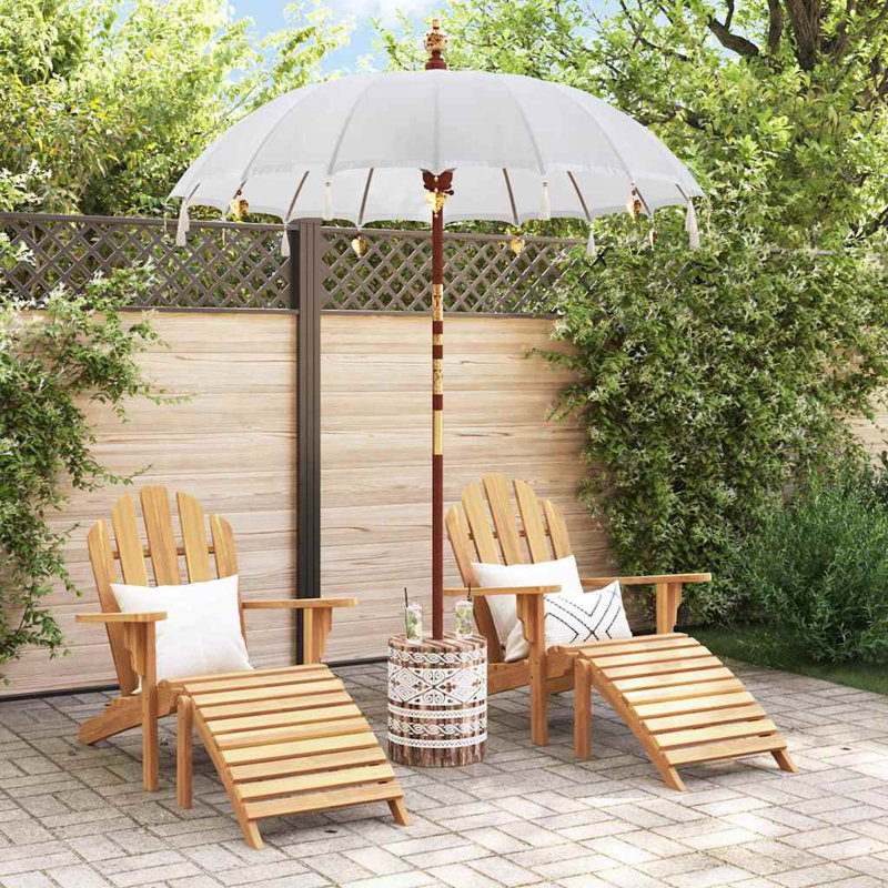 Balinese Parasol Cream Cotton, Solid Wood, 260cm H x 185cm W x 185cm D
