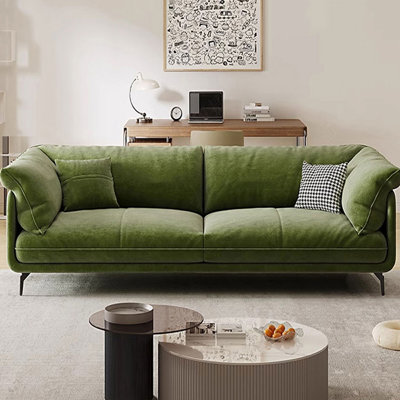 Green Velvet Standard Sofa cushion couch