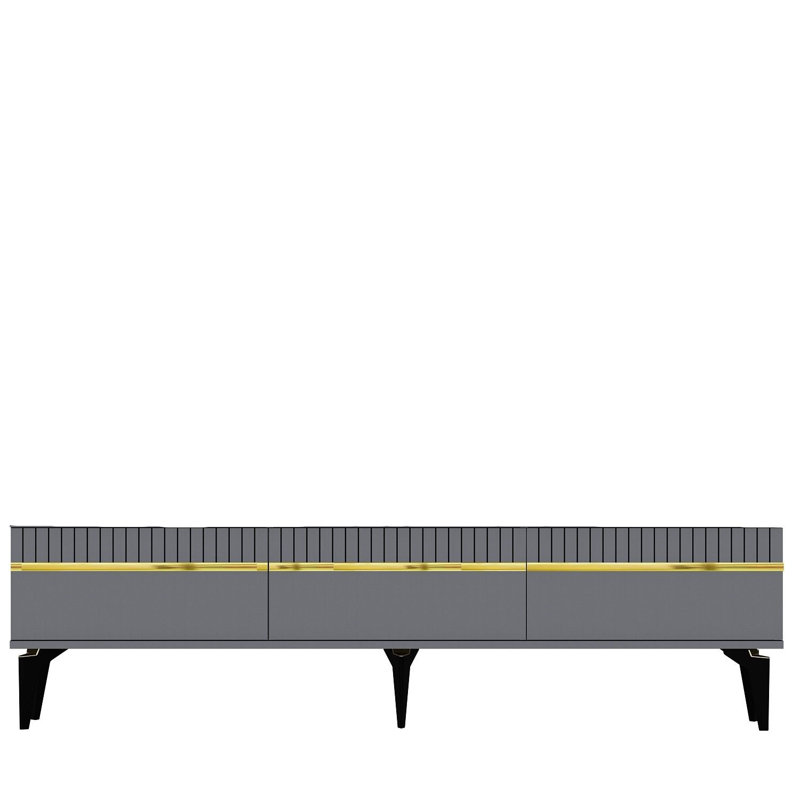 Meuble télé Catena, Gris/doré
