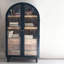 Vitrine arquée en bois de manguier massif avec 3 tiroirs