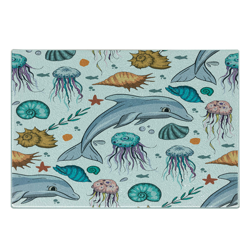 Multicolore planche à découper en verre trempé bleu marine Ambesonne