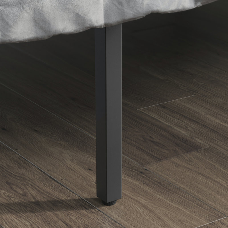 Grand lit plateforme avec tête de lit, finition noire, Grand lit