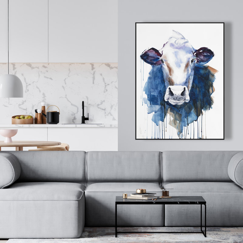 Vache aquarelle - Toile encadrée pour la décoration intérieure | Art illustratif
