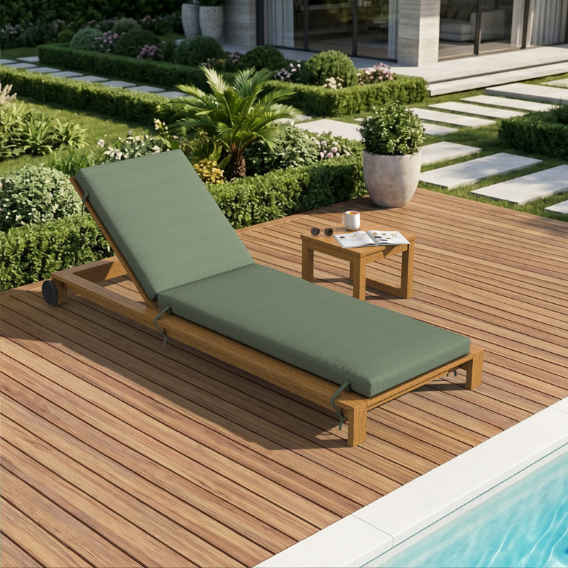 Lani Sunbrella® Outdoor Chaise Lounge Cushion, 24" W x 73" D, Sunbrella Bliss Aloe