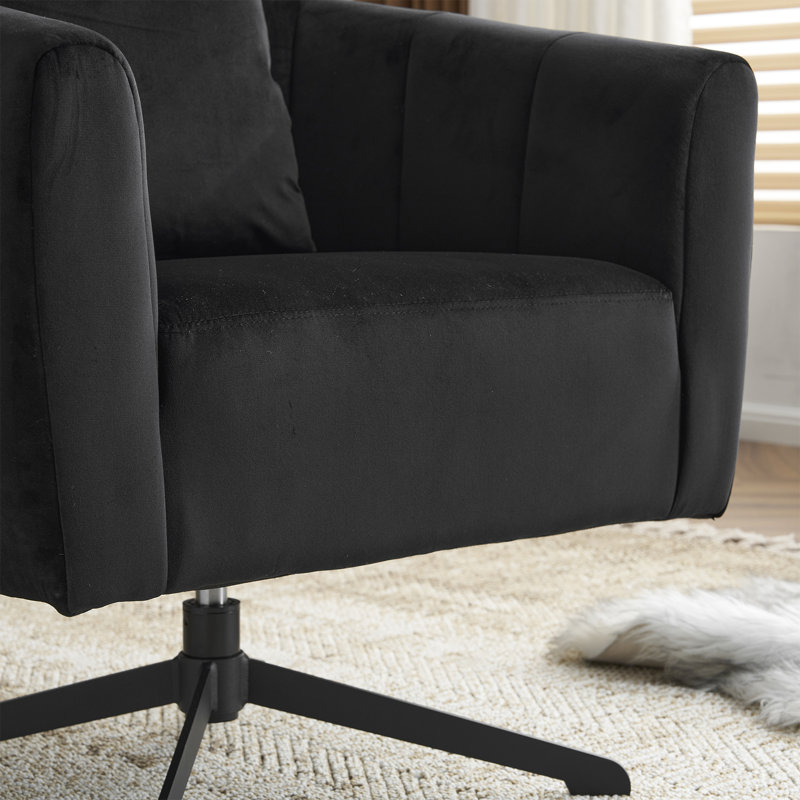 Metal Leg Velvet Swivel Chair, Black Velvet