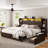 Shila Farmhouse Storage Bed with Bookcase Headboard-1128658722-1128658723