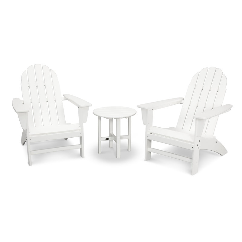 POLYWOOD Classic Adirondack 3-Piece Adirondack Set, White