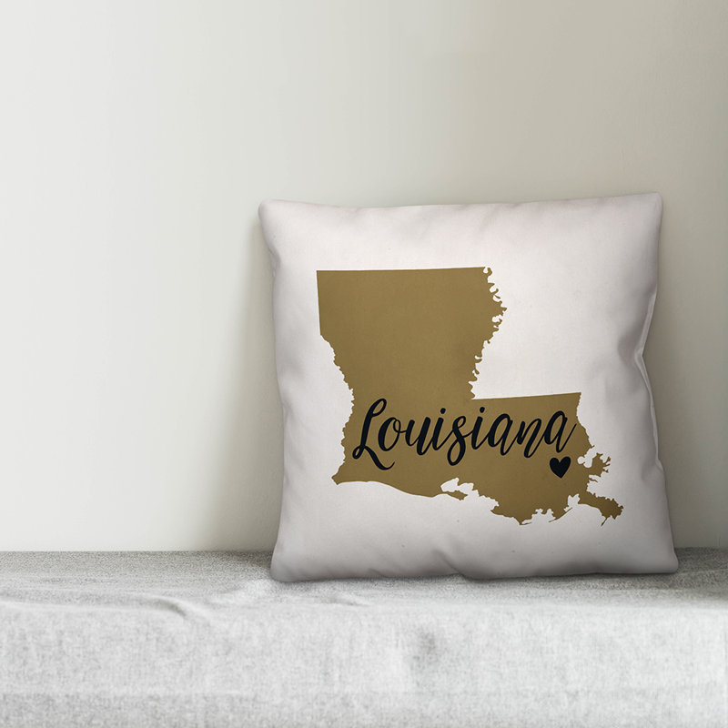 Coussin décoratif louisiana fierté, 18 po x 18 po, Brun clair et noir