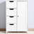 White Bathroom Storage Cabinet - Adjustable Shelf And Routed Handle Drawers For Organizing With 4 Modern Design Office, Study
