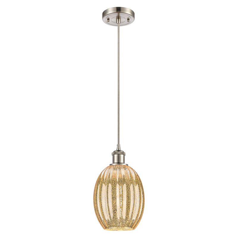 Mini-luminaire suspendu à cordon 1 ampoule Ballston - Alyette, Mercure, Nickel satiné brossé