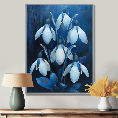 White And Blue Snowdrop Flower Relfection - Snowdrops Wall Decor