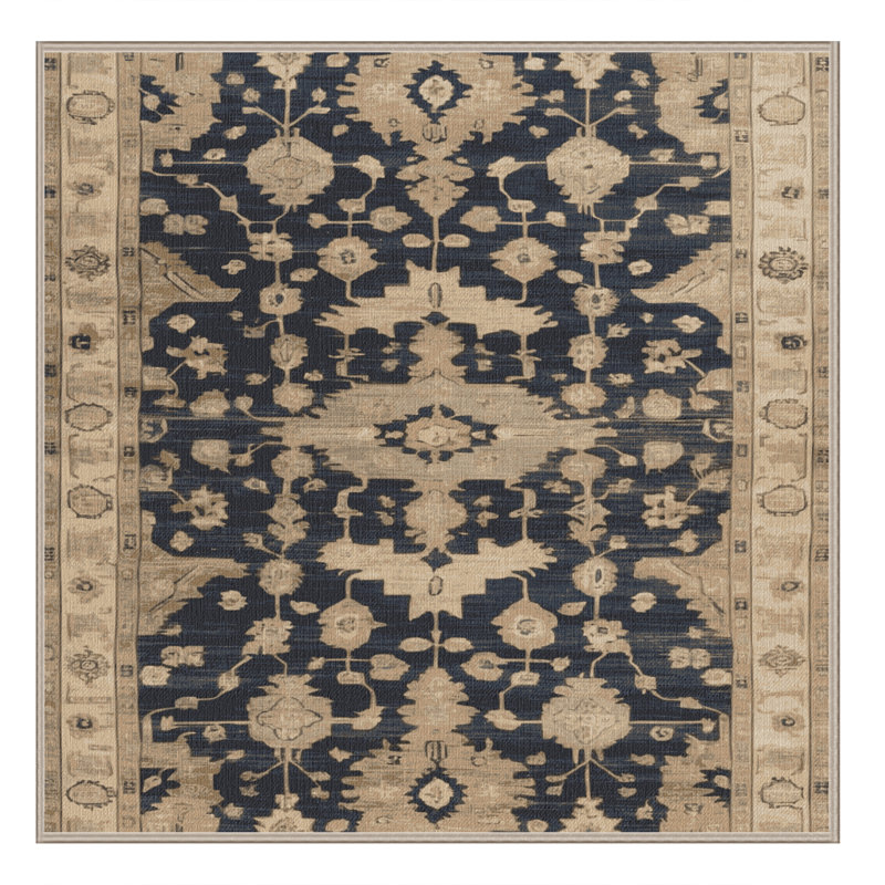 Machine Washable Overdyed Brown Area Rug, Square 3'