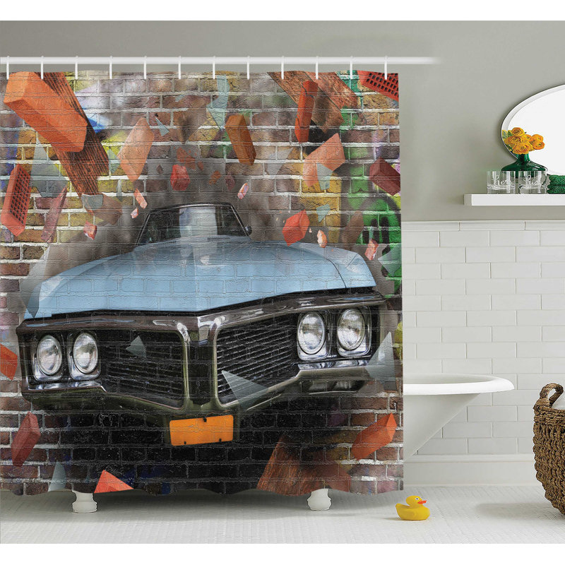 Ensemble de rideau de douche style graffiti street Ervin, H 75 po x l 69 po